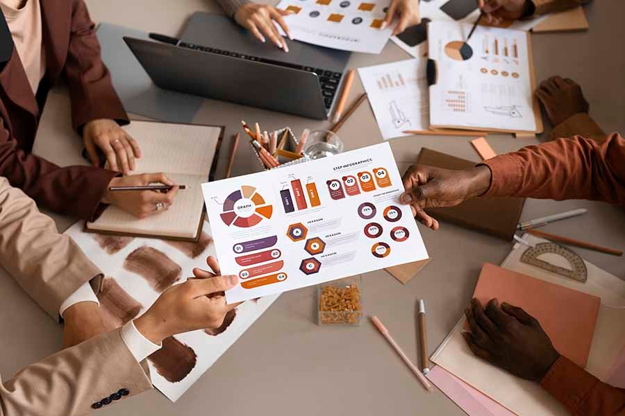 planificación de negocios manos